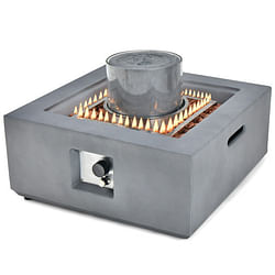 28 Inch 50000 BTU Patio Square Propane Fire Pit with PVC Cover-Gray - Free Shipping
