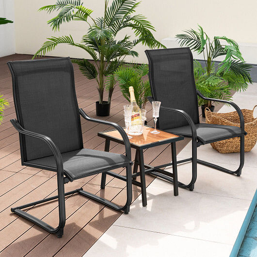 2 Pieces C-Spring Motion Patio Dining Chairs with Breathable Fabric-Brown - Free Shipping