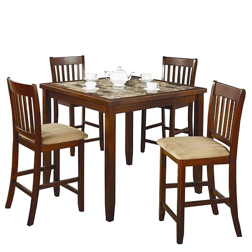 Casual 5-Piece Dining Set with Microfiber Padded Counter Height Stools - Free Shipping