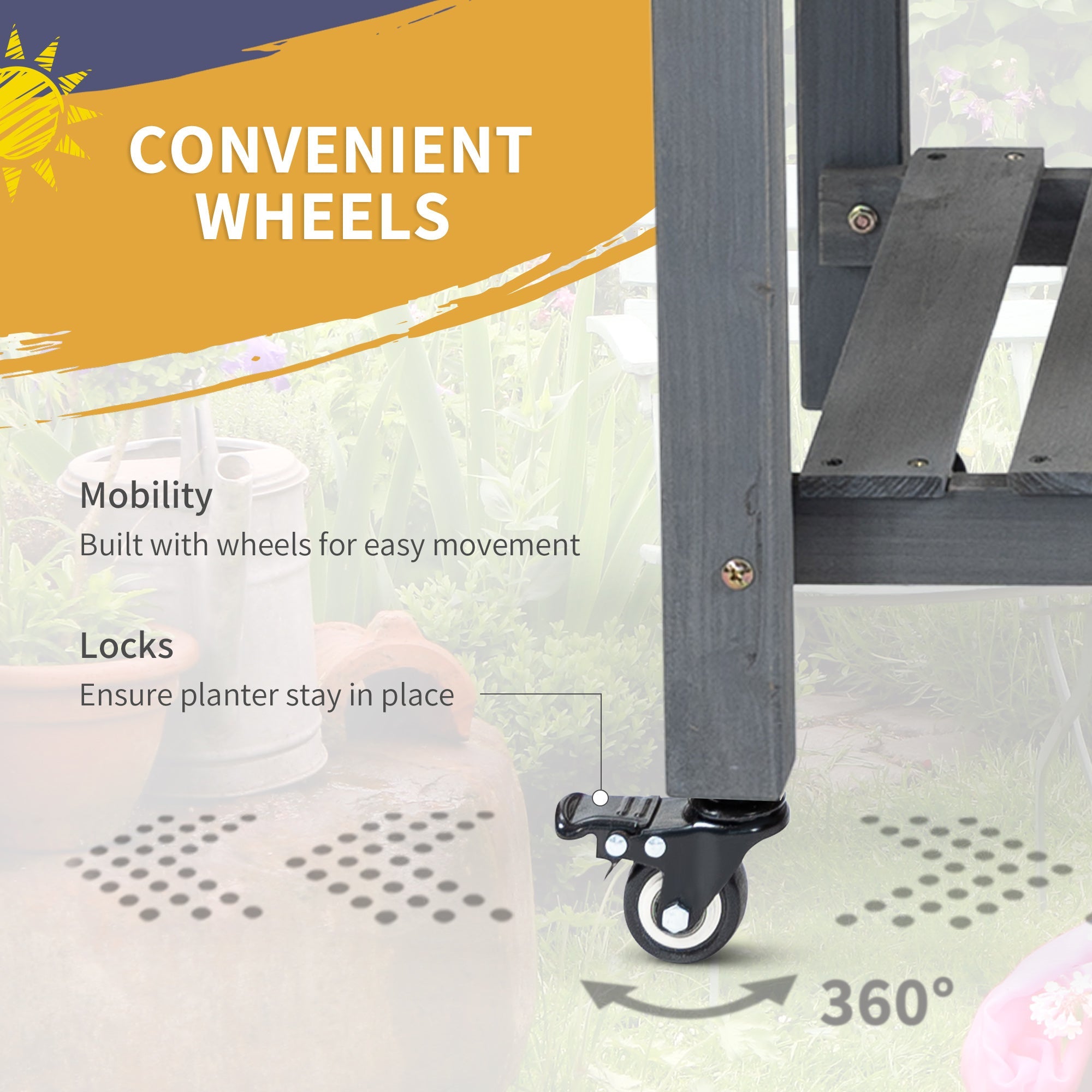 Outsunny 49"x21"x34" Elevated Planter Boxwith Legs Raised Garden Bed Portable Wooden Raised Garden Plant Stand, Grey