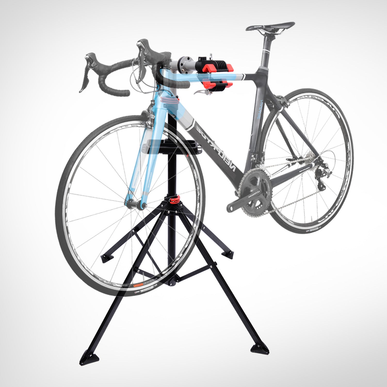 HOMCOM Bike Repair Work Stand Adjustable Telescopic Arm 75" with Rack Tool Tray for Cycle Maintenance