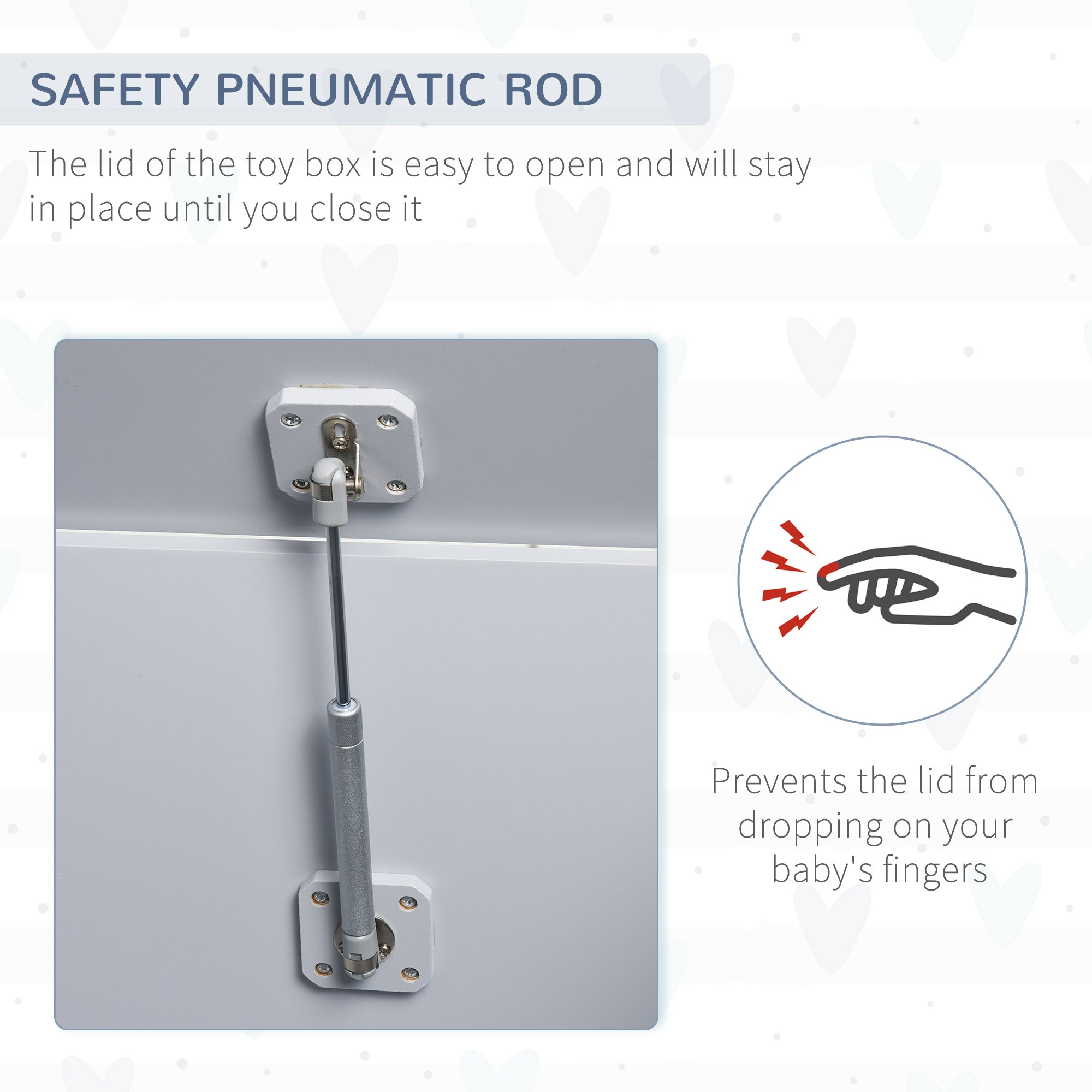 Qaba Large Wooden Toy Storage Box Organizer with Magnetic Hinge for Kids Playroom Chest with Groove Handle Grey