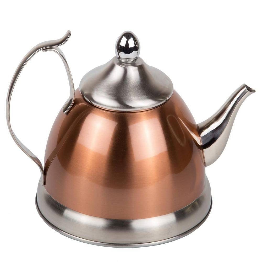 1 Quart Stainless Steel Teapot Kettle in Copper Finish with Tea Infuser - Free Shipping
