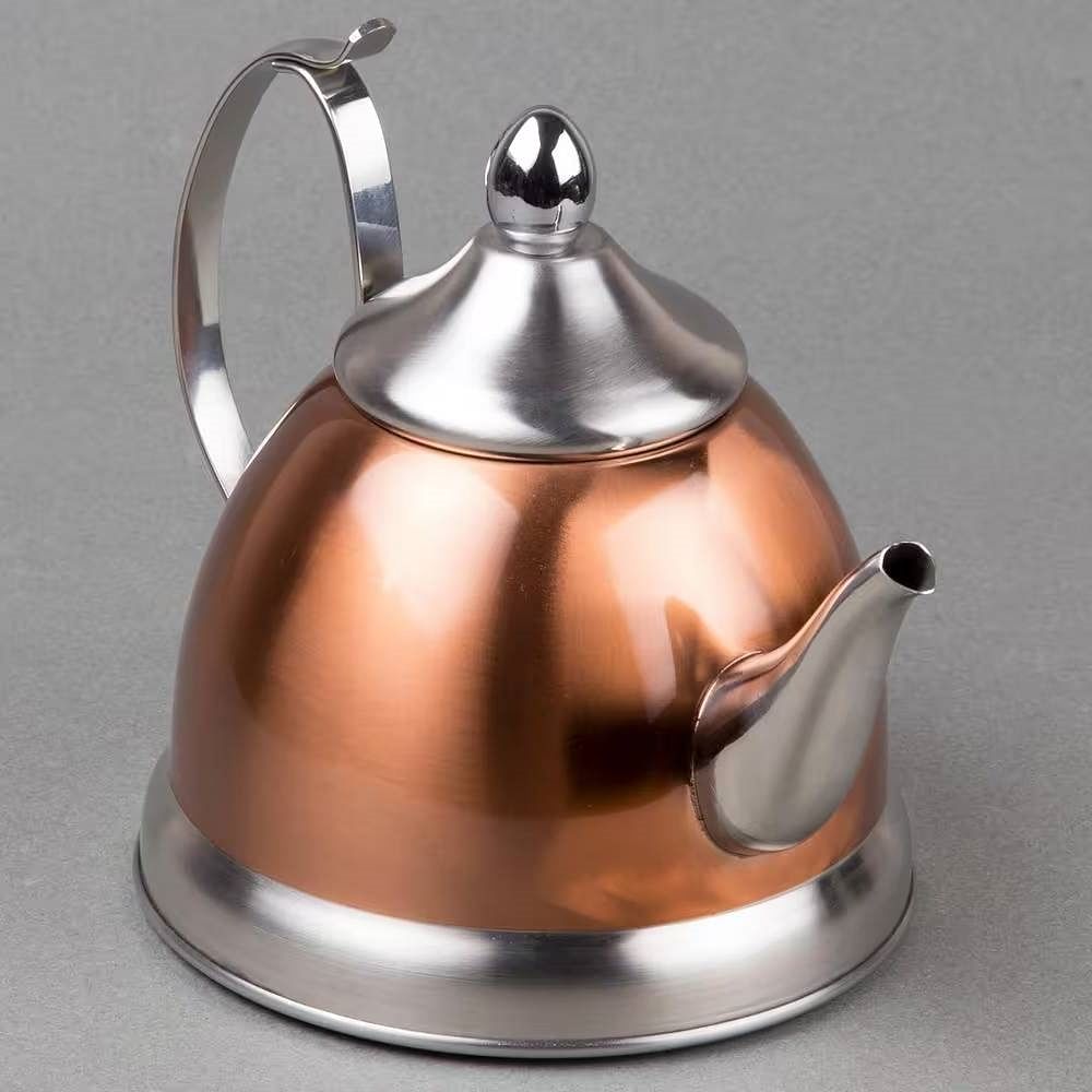 1 Quart Stainless Steel Teapot Kettle in Copper Finish with Tea Infuser - Free Shipping