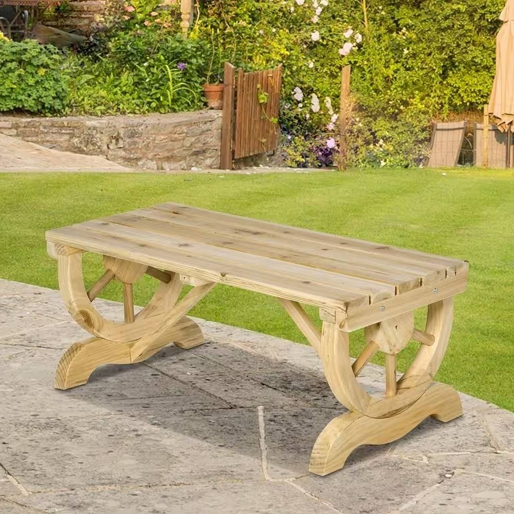 Outdoor Farmhouse Patio Backyard 2-Person Garden Bench in Natural Finish - Free Shipping