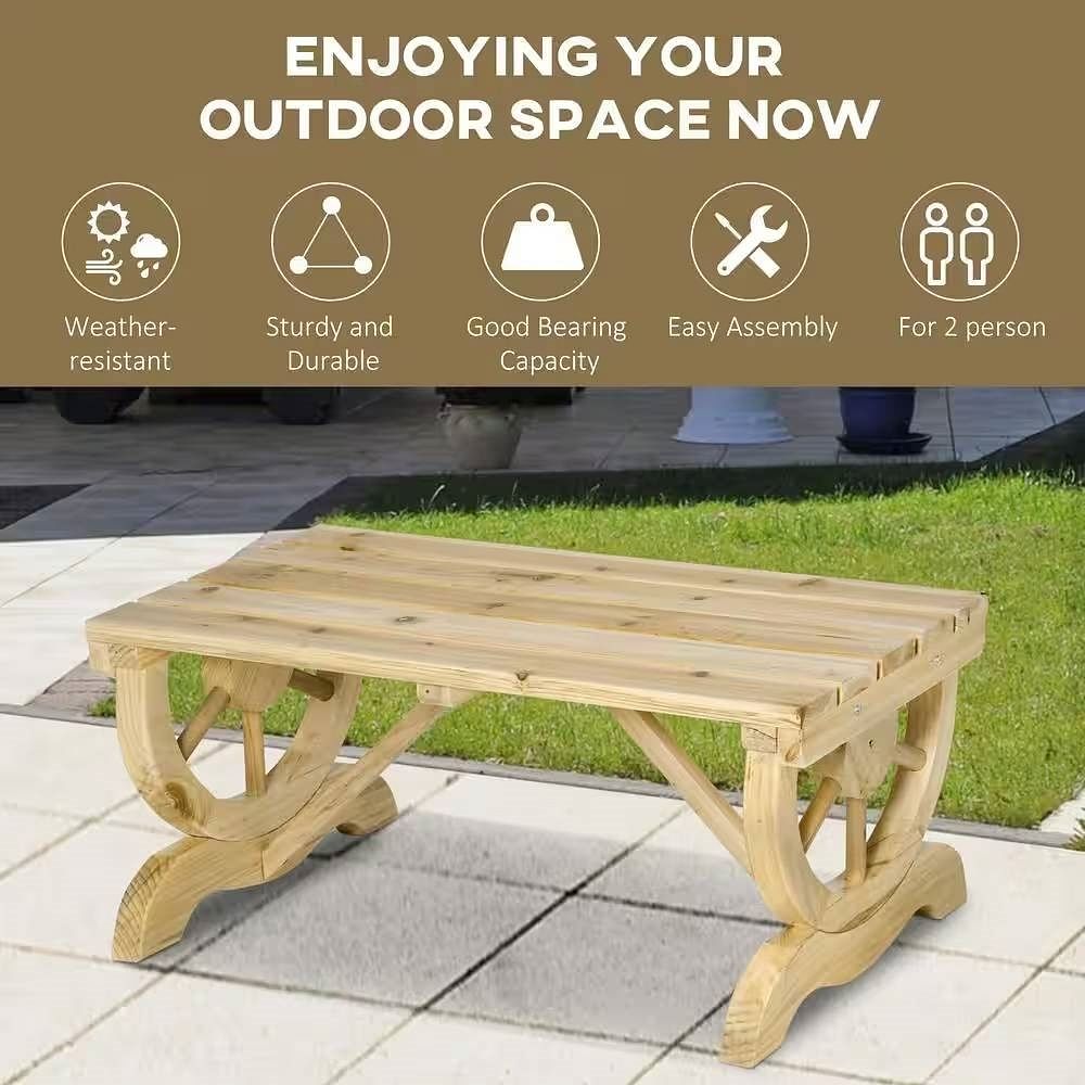 Outdoor Farmhouse Patio Backyard 2-Person Garden Bench in Natural Finish - Free Shipping
