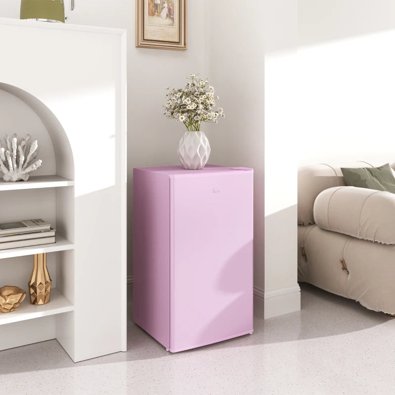 Compact Refrigerator, Mini Fridge with Freezer, Adjustable Shelf, Mechanical Thermostat and Reversible Door, Pink