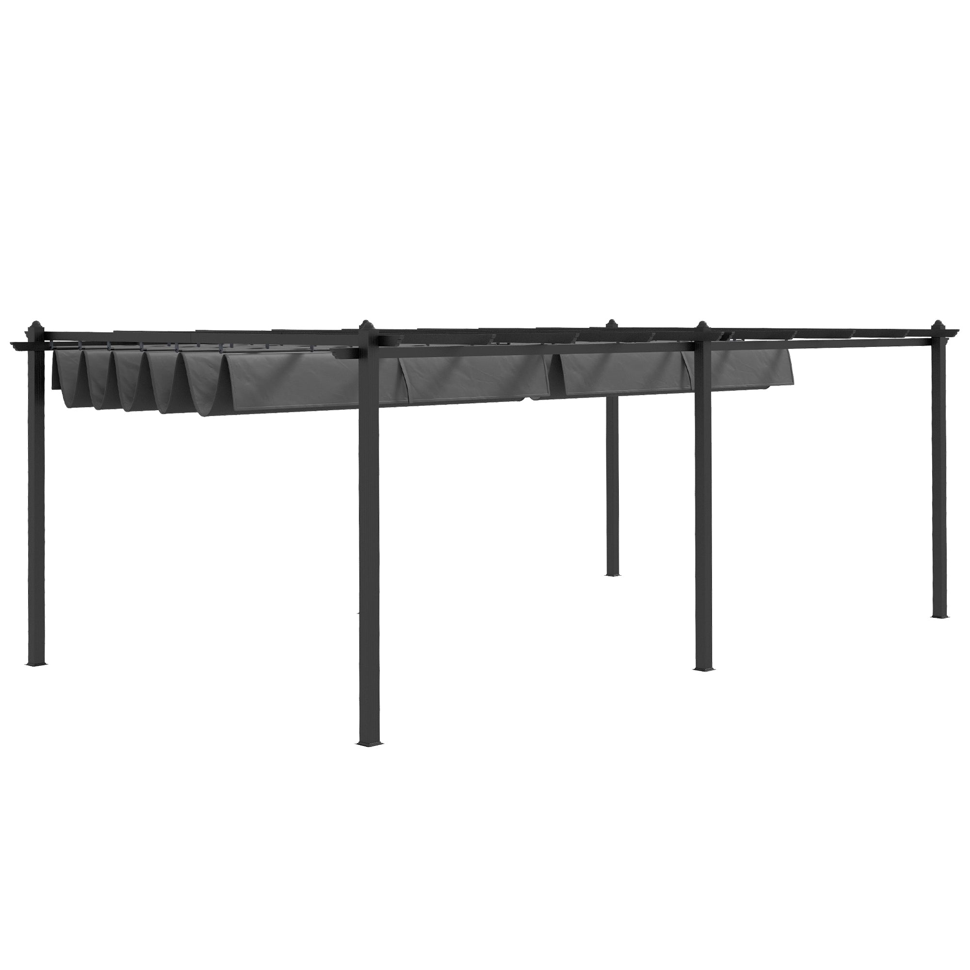 Outsunny Aluminum Retractable Pergola 11.7'x19.6' for Patio Garden Deck Grill Shade Canopy