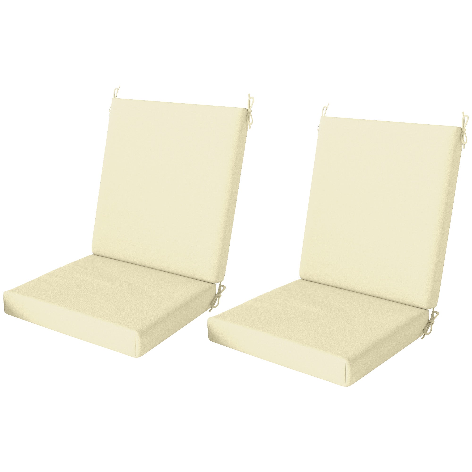 Outsunny Outdoor Cushions Set of 2 for Dining Chairs, Outdoor Seat Cushions with Back, Fade-Resistant Yarn-Dyed Polyester, Beige