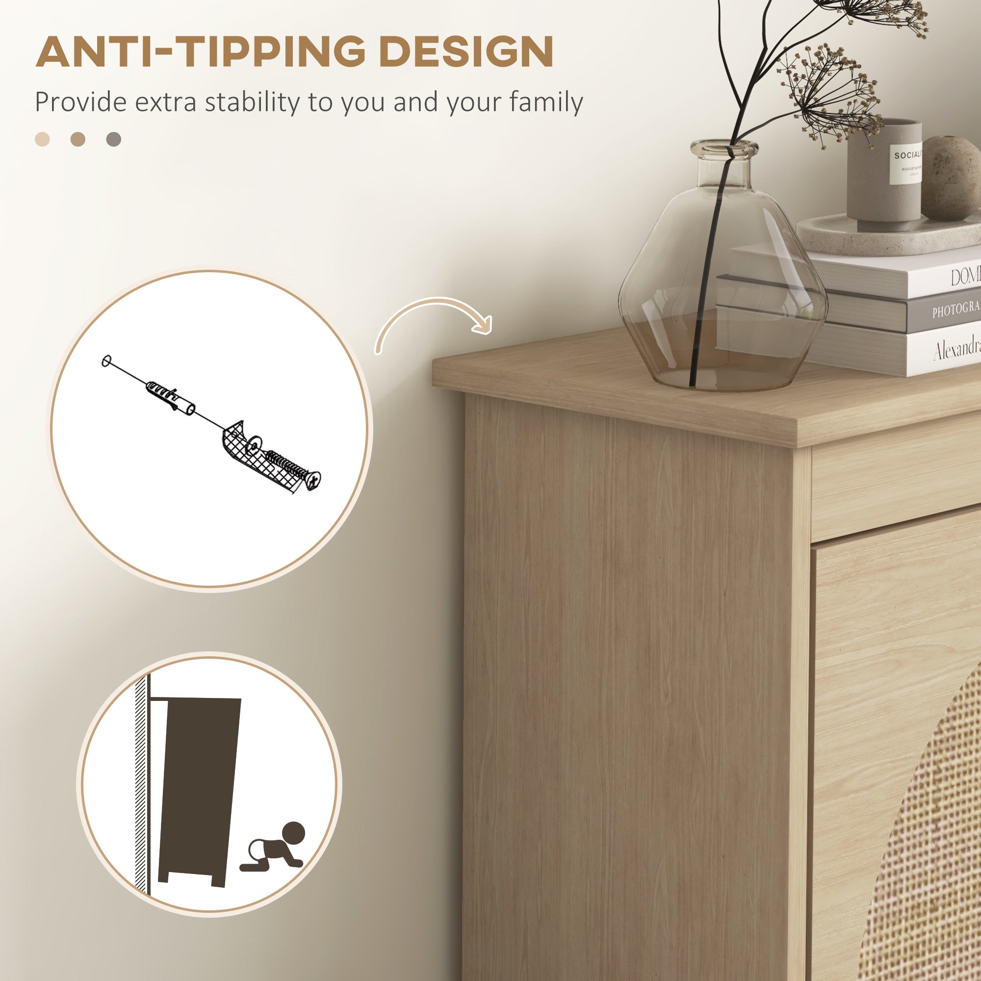 HOMCOM Shoe Cabinet for entryway, Shoe Storage Cabinet with 4 Flip Drawers and Adjustable Shelves for 20 Pairs of Shoes, Oak