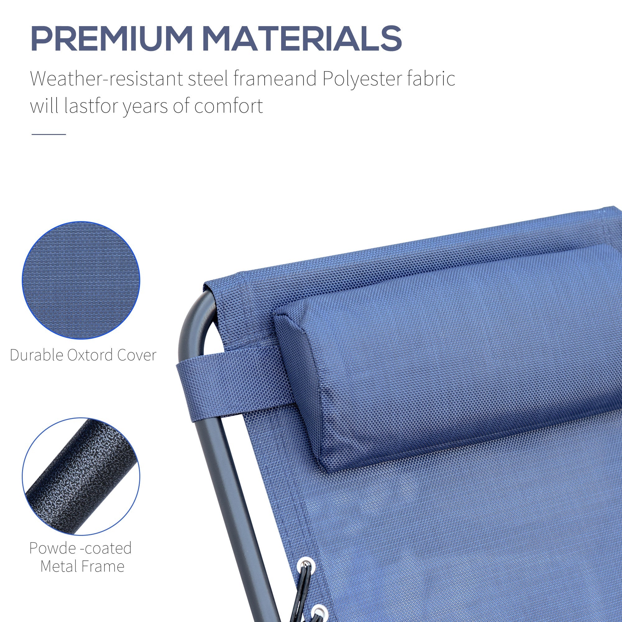 Outsunny 3pcs Zero Gravity Lounger Chair Set Patio Chaise Lounge Side Table Set w/ Cup Holder Blue