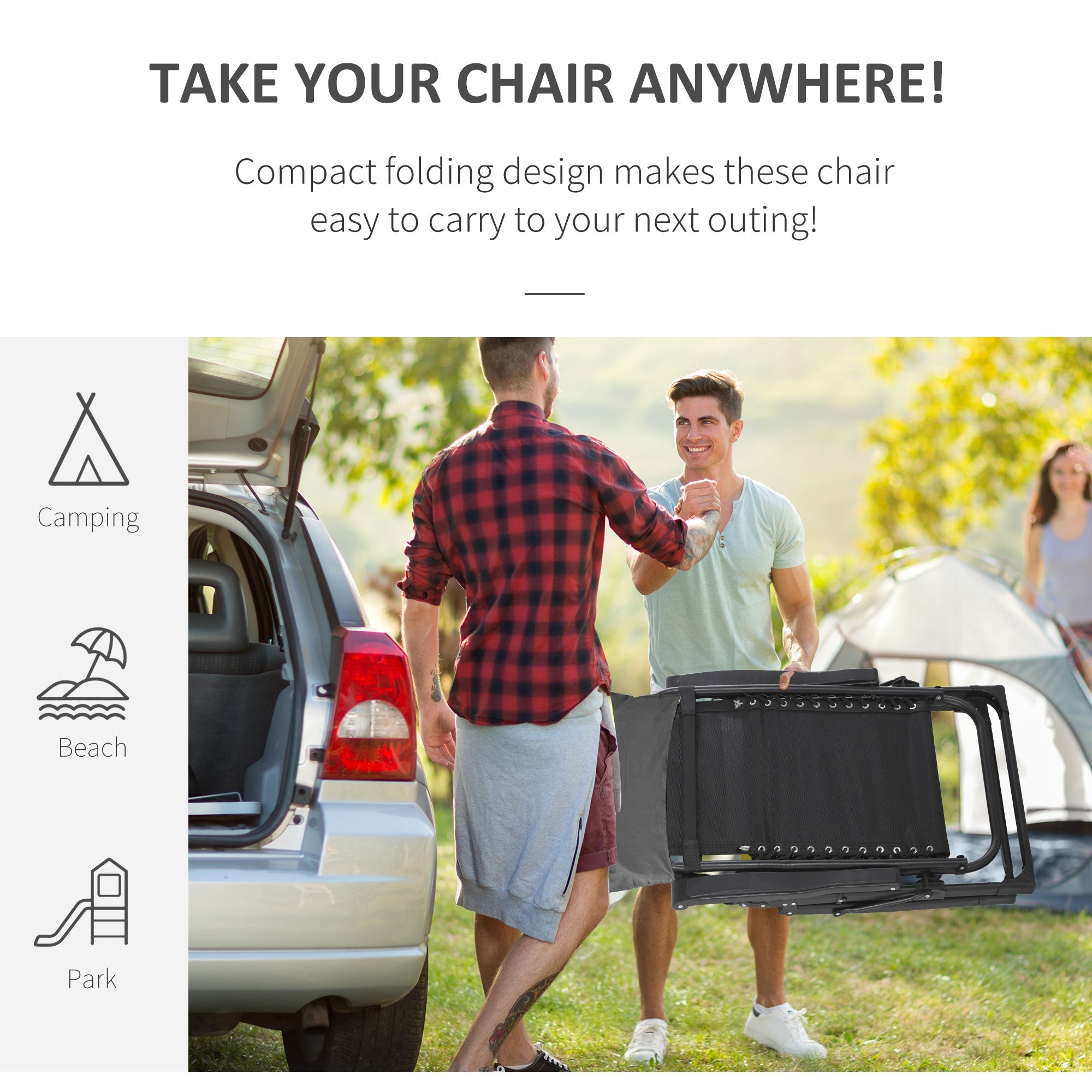 Outsunny Zero Gravity Reclining Chair - Folding Sun Lounger with Cushion & Headrest for Ultimate Relaxation, Black