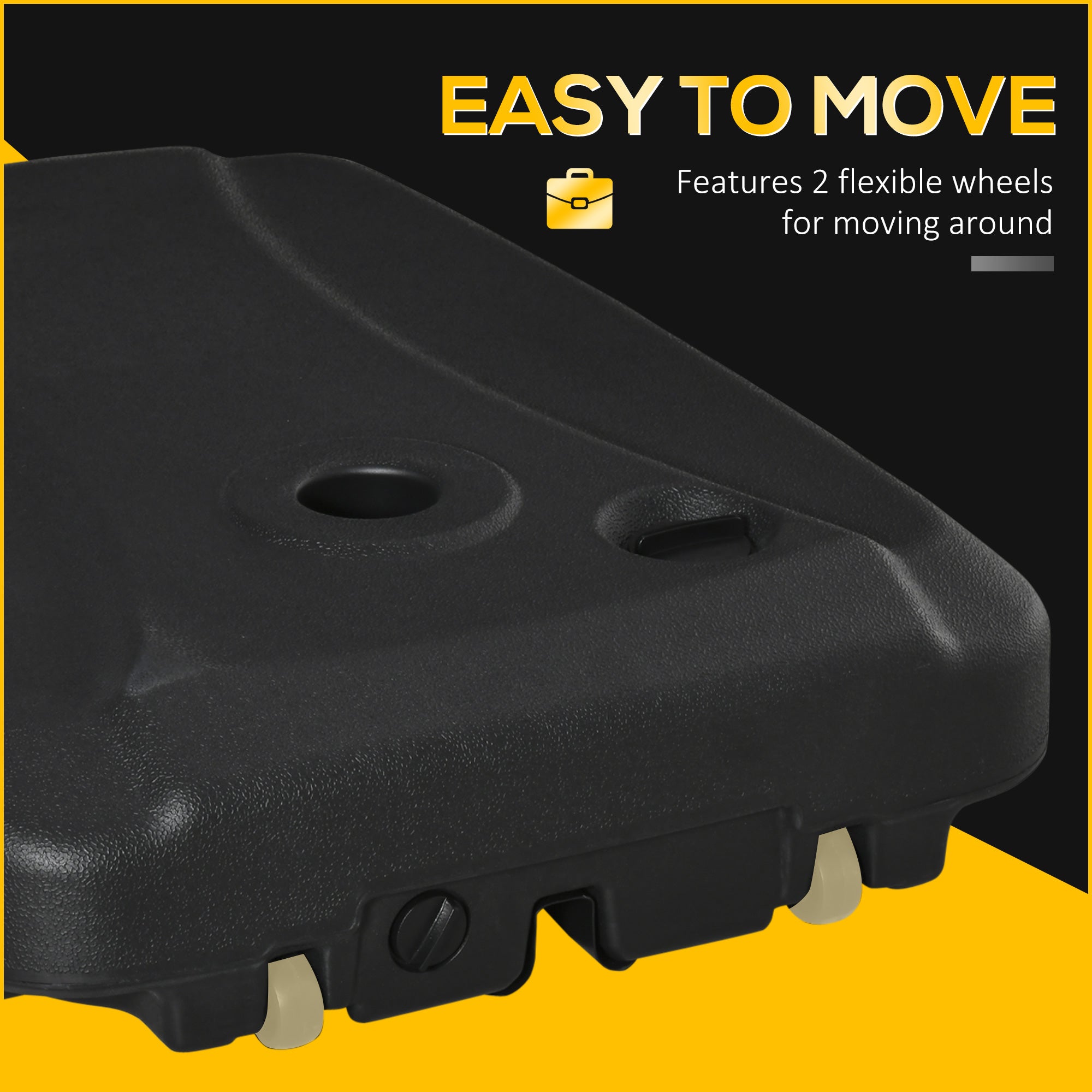 Outsunny Cantilever Umbrella Base with Wheels, Portable Offset Parasol Stand, Water/Sand Fillable up to 165 lbs, Black