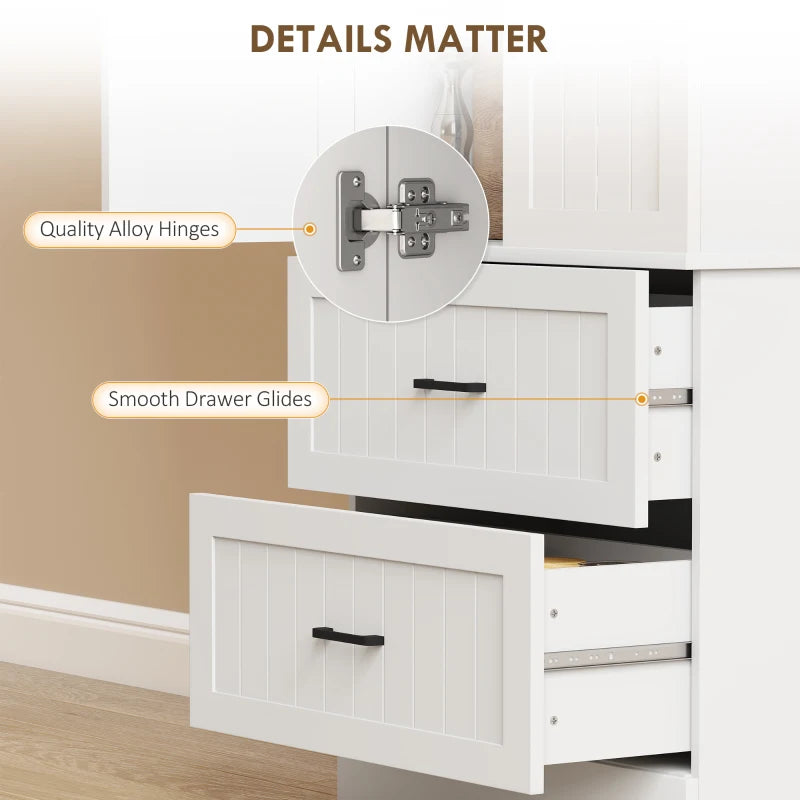 Tall Pantry Cabinet, 67" Kitchen Storage Cabinet with Adjustable Shelves and 2 Drawers for Kitchen, Dining Room, White