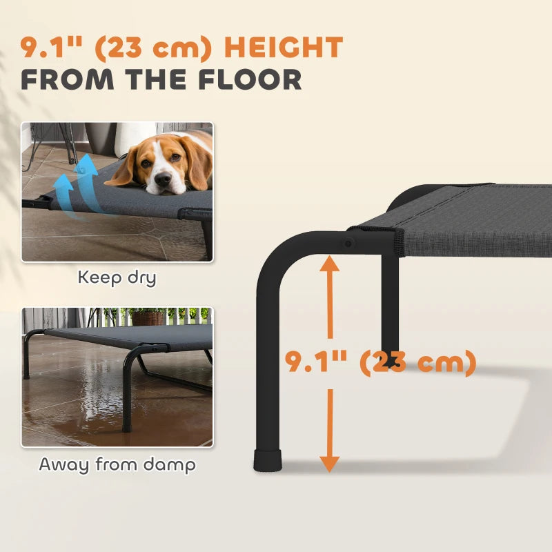 Elevated Dog Bed, Outdoor Dog Cot, Raised Dog Bed for Large Dogs with Breathable Mesh, Grey