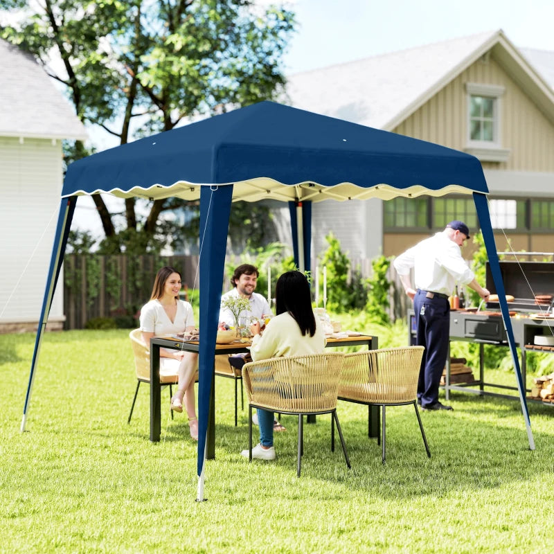 8' x 8' Pop Up Canopy, Outdoor Foldable Tent, Portable Canopy Tent with Carrying Bag for Camping, Party, Picnic, Blue