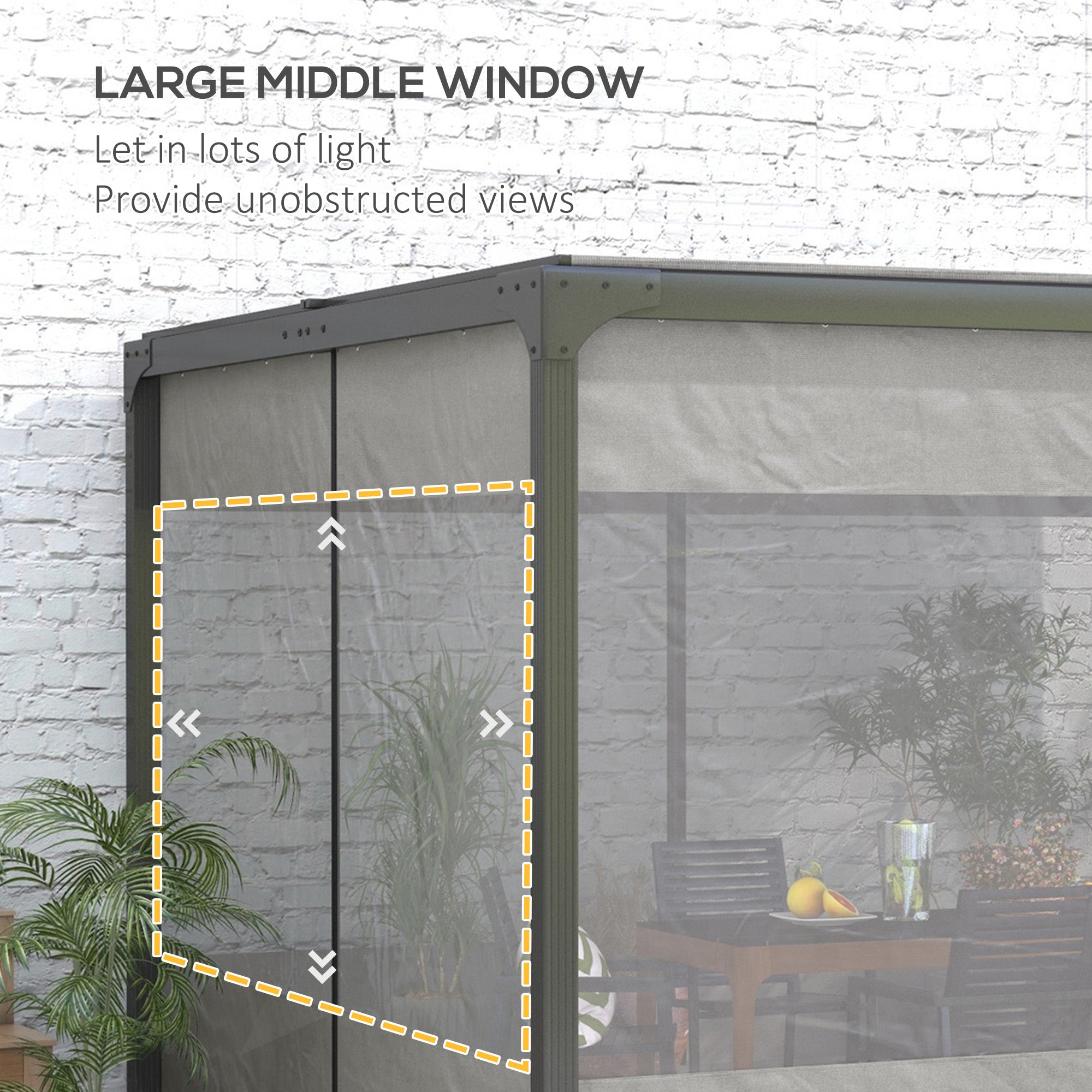 Outsunny Pergola Gazebo Curtains for 10' x 10' Pergola, 4 Pack Side Panels Replacement with Large Windows and Zipped Doors