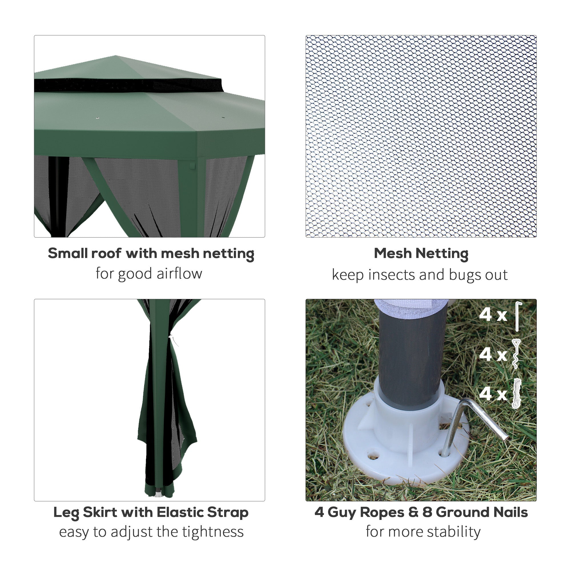 Outsunny 10' x 10' Outdoor Canopy Tent Party Tent with Mesh Netting and Double Tier Roof for Backyard, Garden, Patio, Green