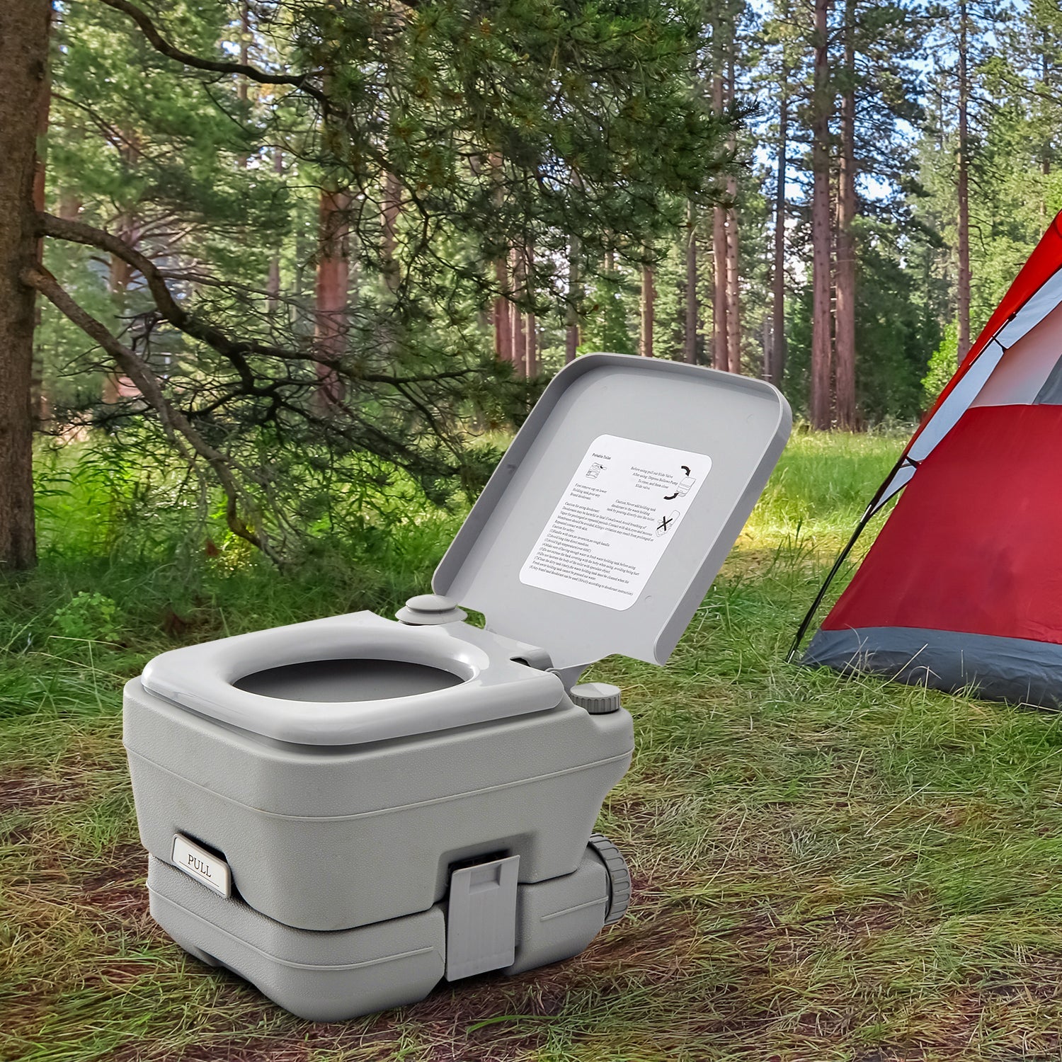 Outsunny Portable Camping Toilet with Flush, 2.6 Gallon (10L) Flushable Tank, Ideal for Outdoor, Boating, Road Trips