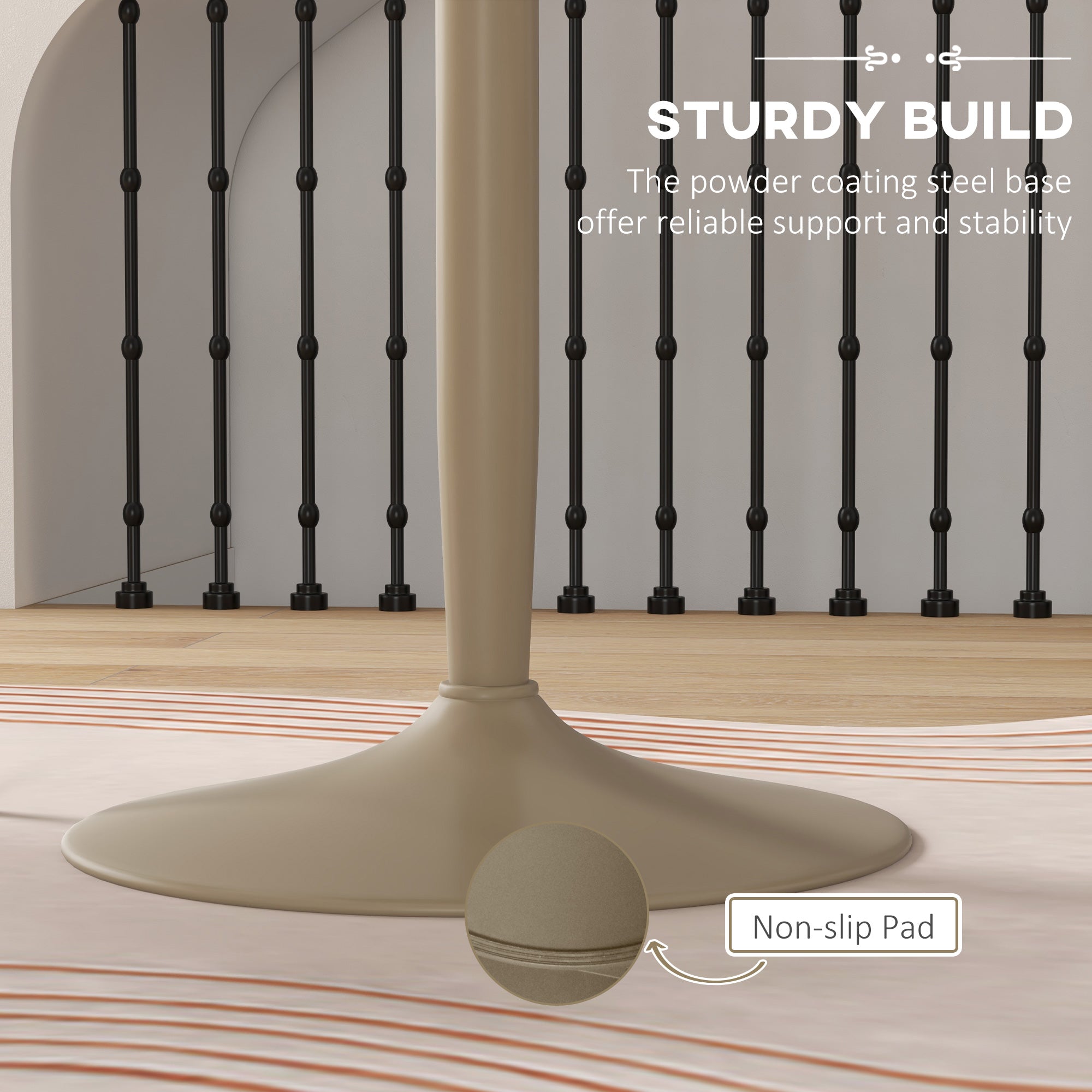 HOMCOM Modern Round 2 Person Dining Table Steel Base for Living Room Light Brown