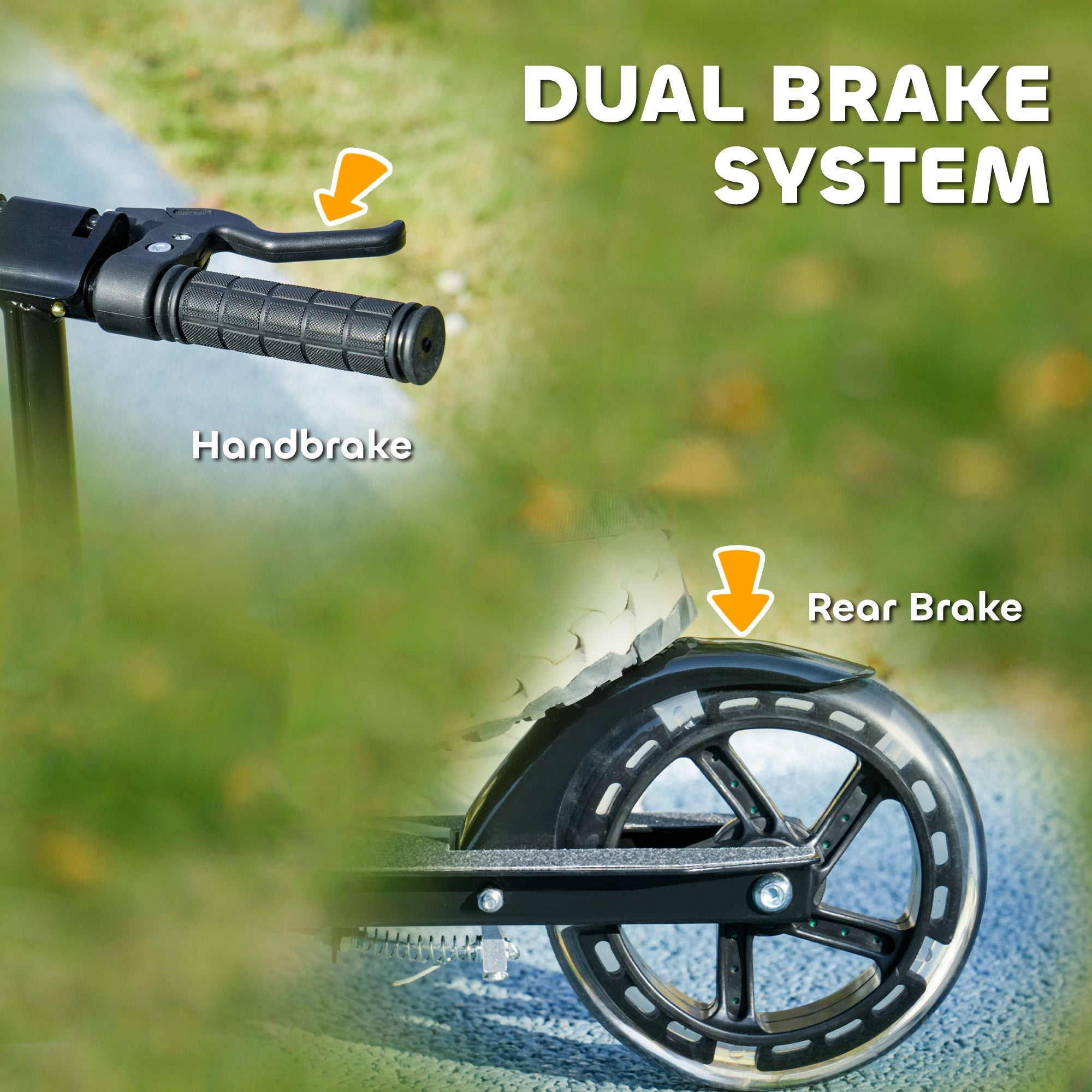 Qaba Scooter for Kids Ages 3-8 with Light Up Wheels, Adjustable Handlebar, Rear Brake & Handbrake for Girls and Boys, Black