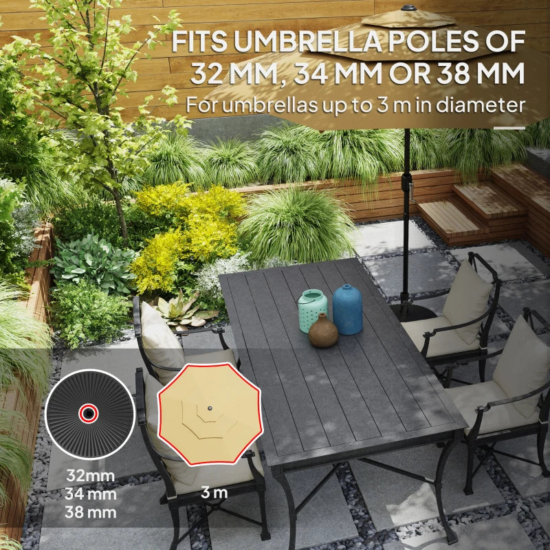Round Plastic Patio Umbrella Base Parasol Holder Outdoor Umbrella Stand, Filled Up to 62lbs with Sand or 51lbs with Water for Garden, Poolside, Black