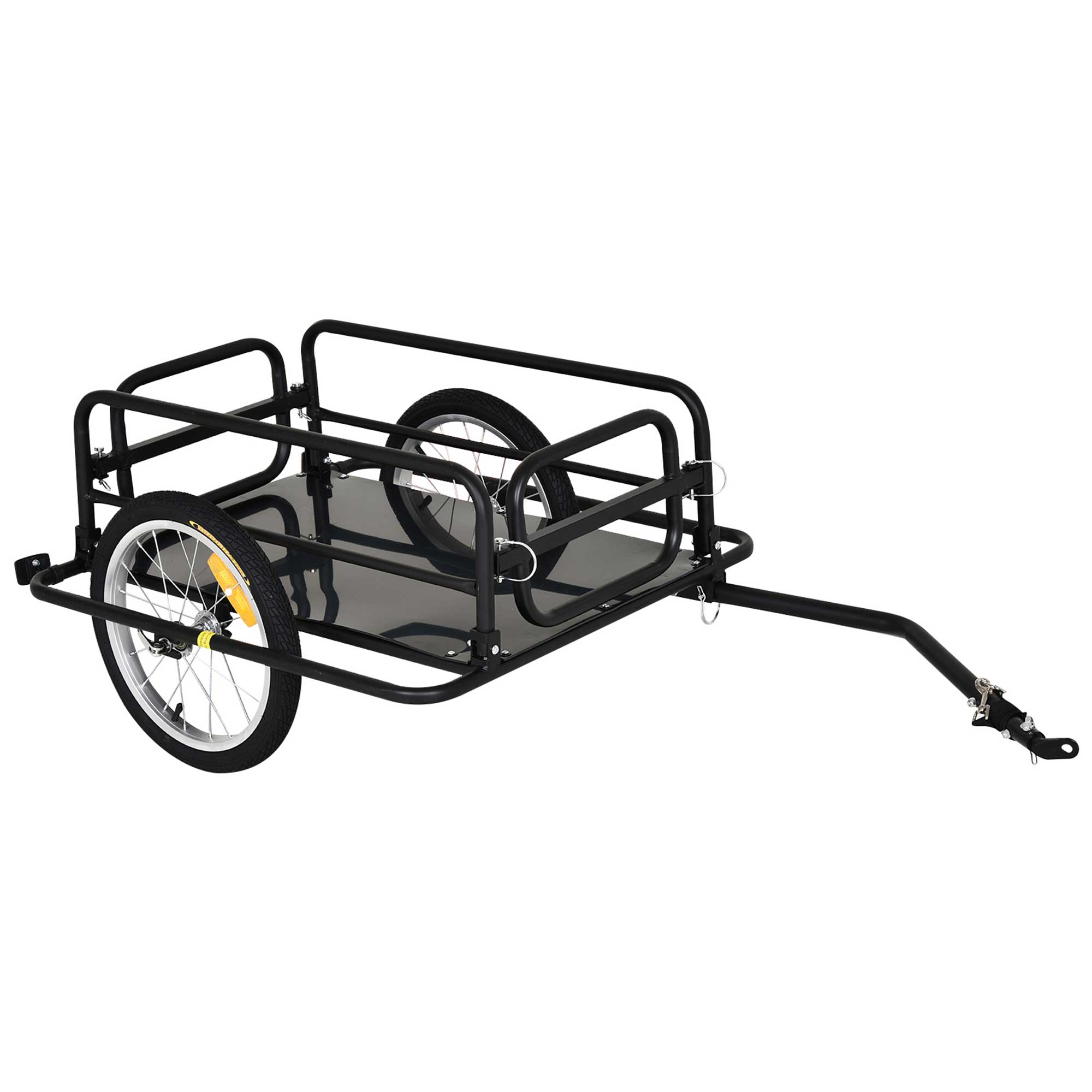Aosom Folding Bike Cargo Trailer Utility Cart Luggage Carrier Garden Tool Black