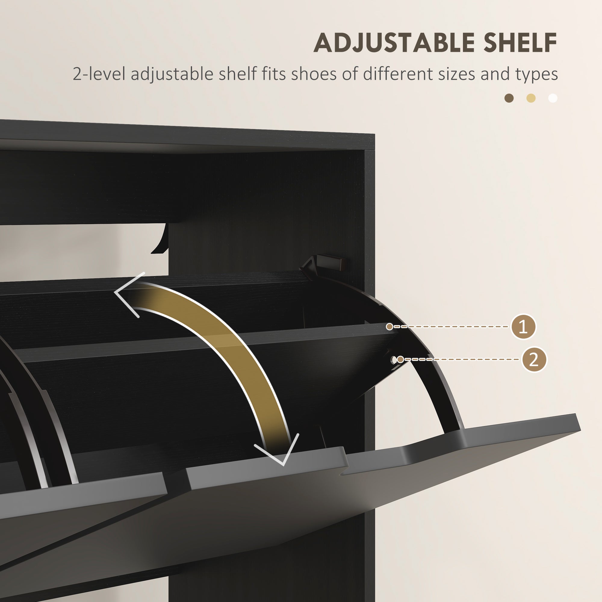 HOMCOM Shoe Storage Cabinet with 4 Flip Drawers and Adjustable Shelf, Shoe Cabinet for 16 Pairs of Shoes, Black