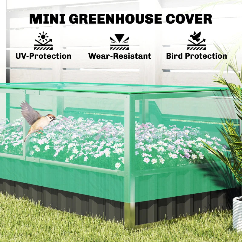 Raised Garden Bed, 5.7 x 3 x 2.3ft Steel Planter Box Outdoor with Cover, Gloves, Dark Grey