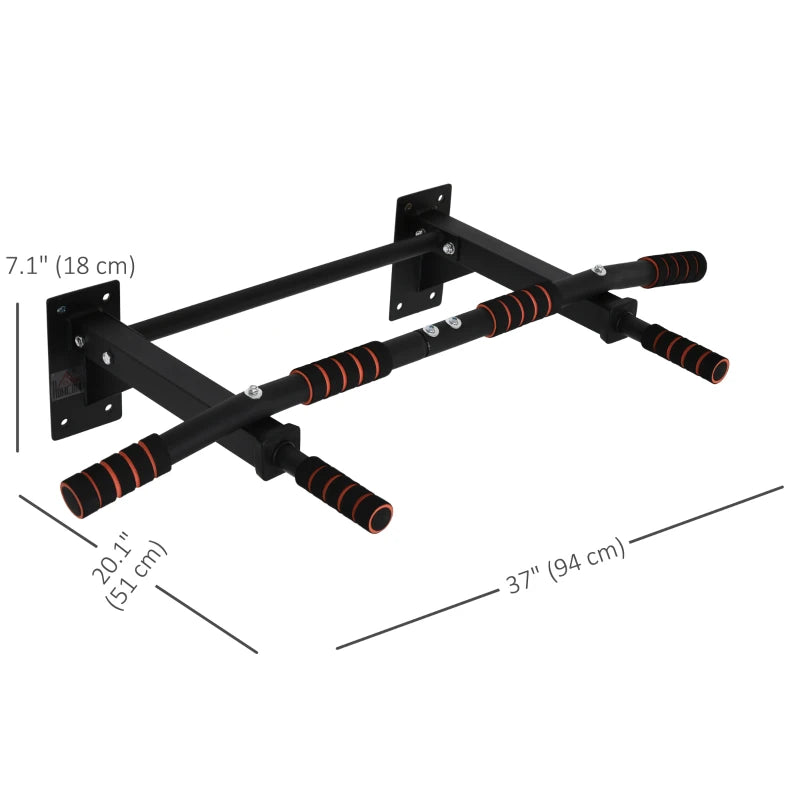 Soozier Pull Up Bar Wall Mount Chin Up Bar, Upper Body Strength Training Station with Non-Slip Foam for Home Gym, Black