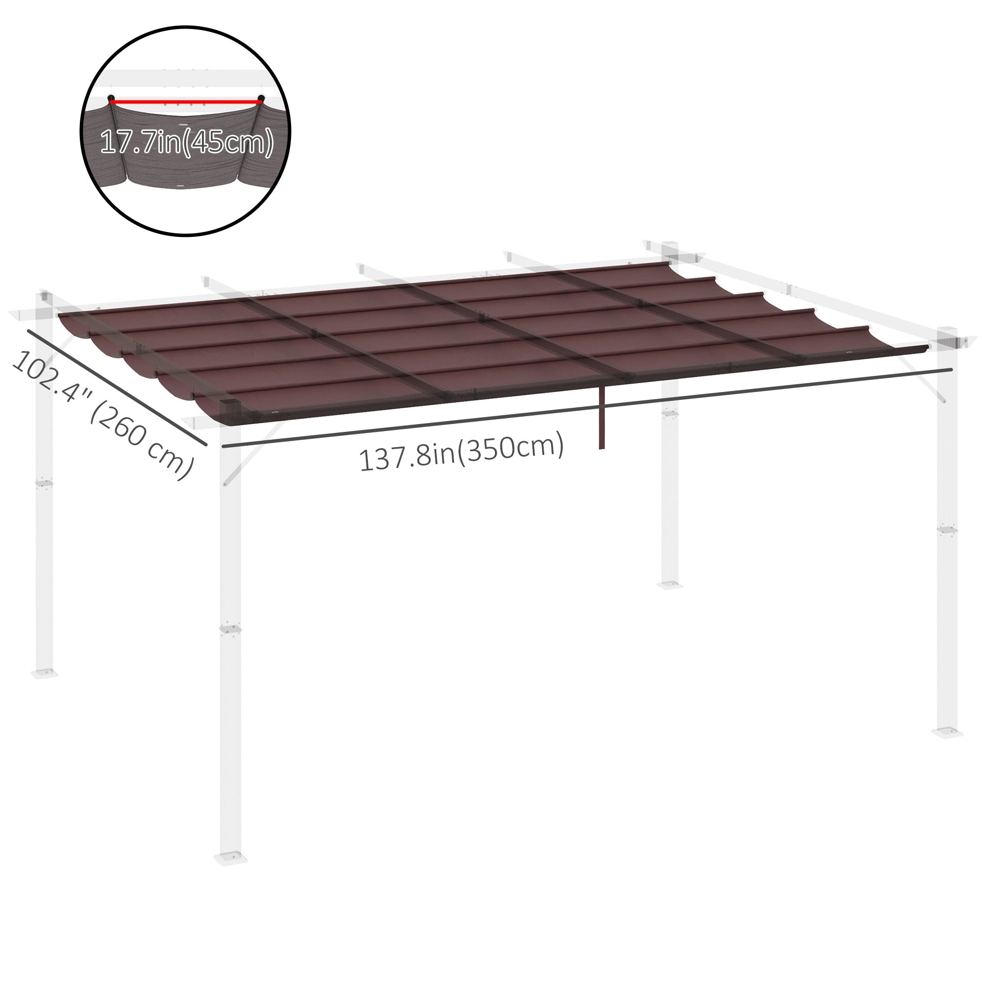 Outsunny Replacement Canopy Cover for 13.1x9.8 Pergola, Coffee - Durable Retractable Pergola Shade