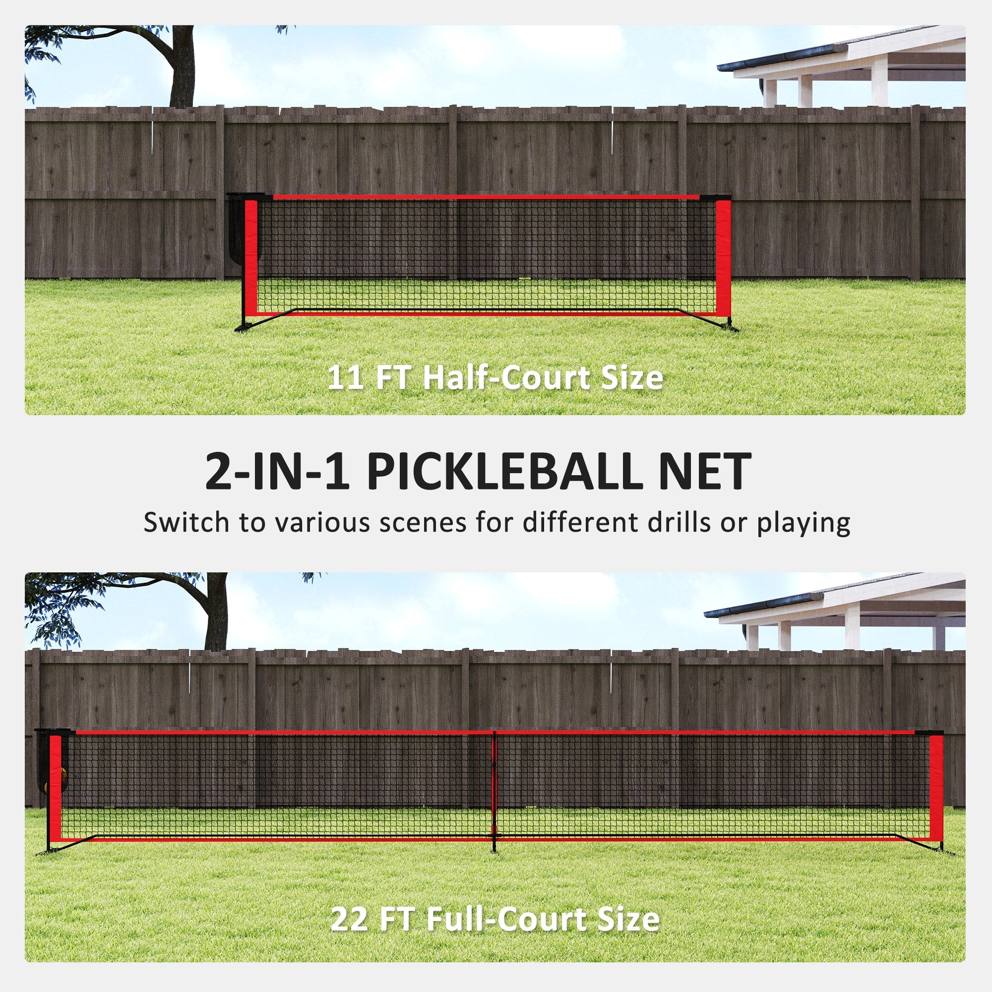 Soozier Portable Pickleball Net Set with 22FT Regulation Size Net, Ball Collector, Court Marking Kit, Balls, Carrying Bag