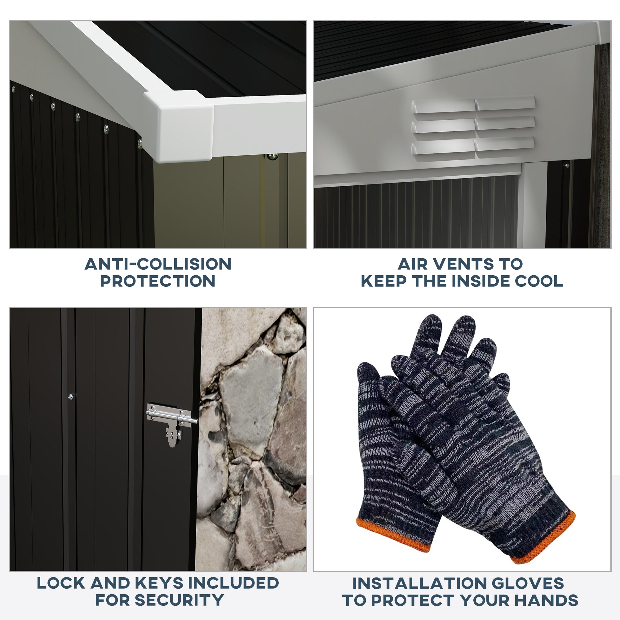 Outsunny 4x6 ft Metal Garden Shed Outdoor Storage Lean-To Tool House with Lockable Door Air Vents for Backyard Patio Lawn