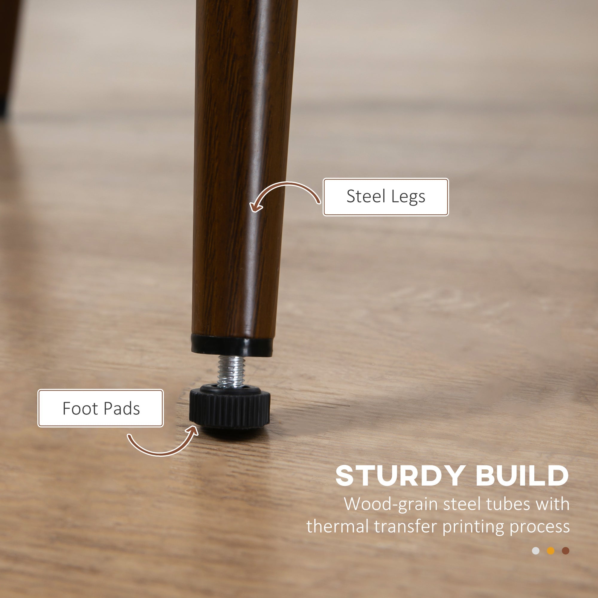 HOMCOM Set of 4 Modern Kitchen Dining Chairs Velvet-touch Upholstery Curved Back Wood-grain Steel Legs Grey