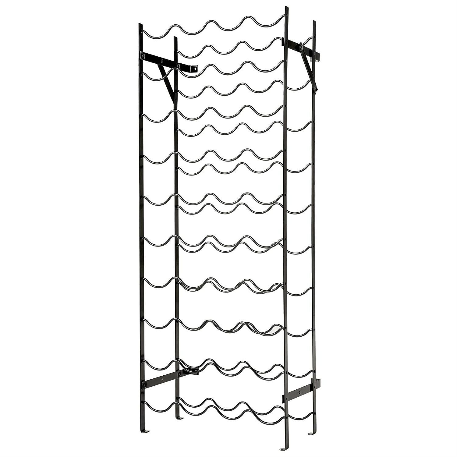 Black Metal 40-Bottle Wine Rack with Wall Anchors - Free Shipping
