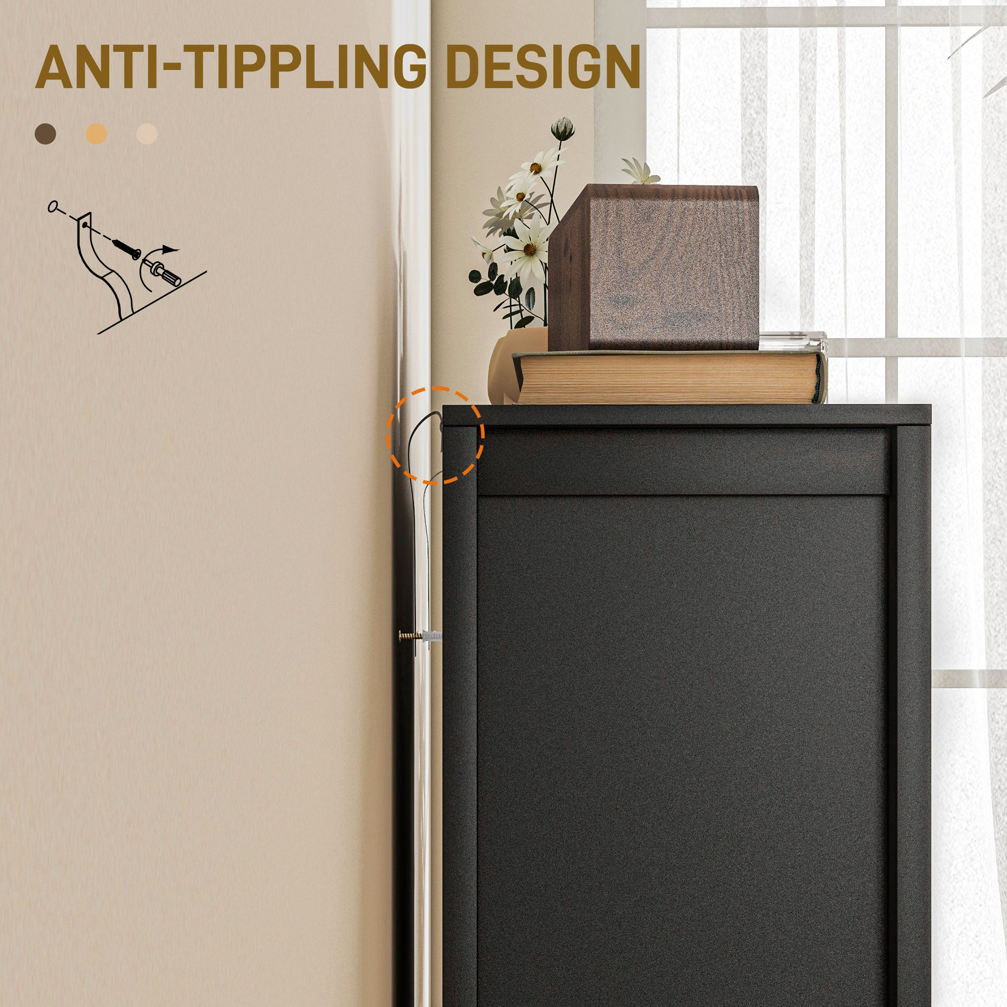 HOMCOM Sideboard Buffet Kitchen Pantry Cabinet Barn Door Adjustable Shelves Storage Pantry Black Oak