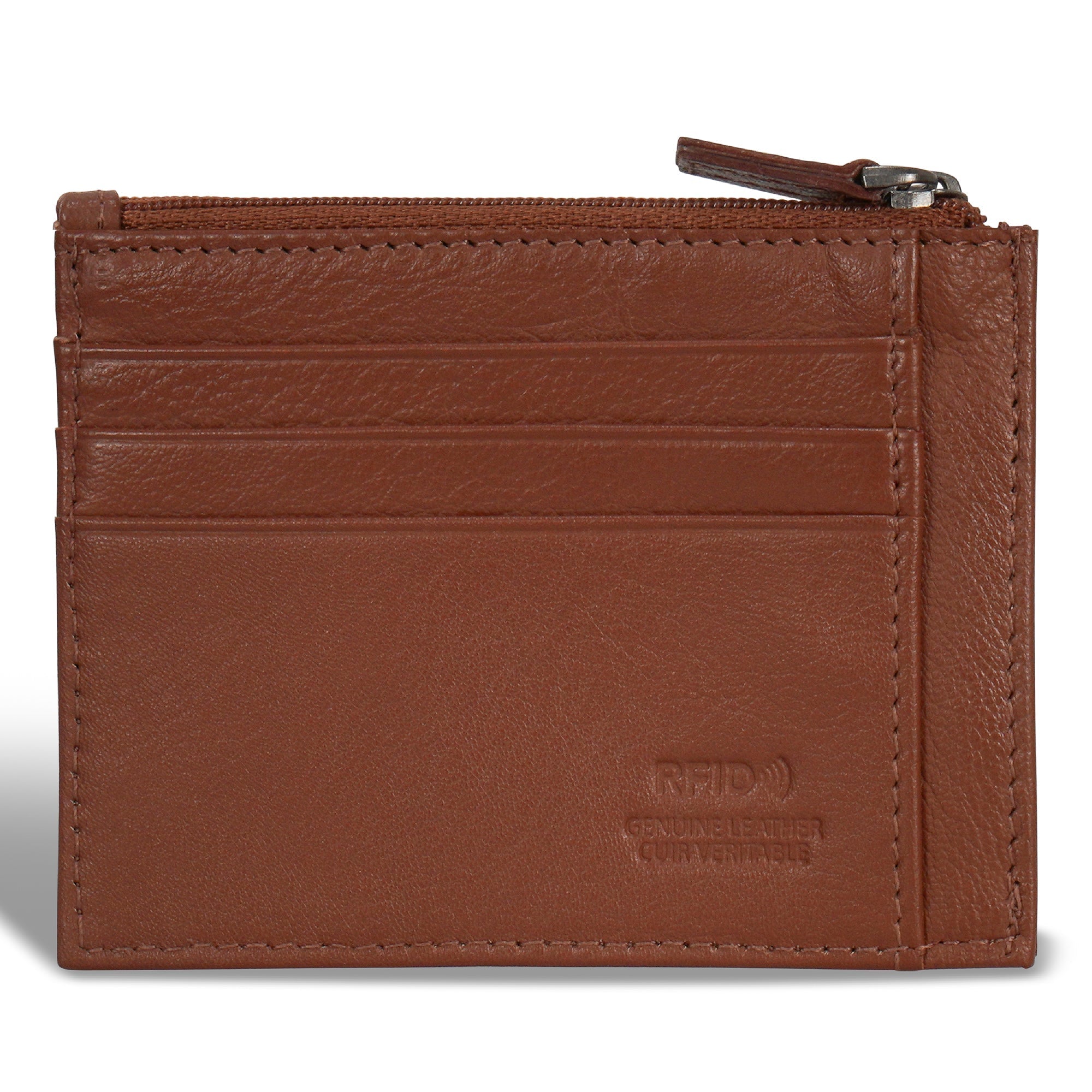 Onyx / Leather Zip Card Case