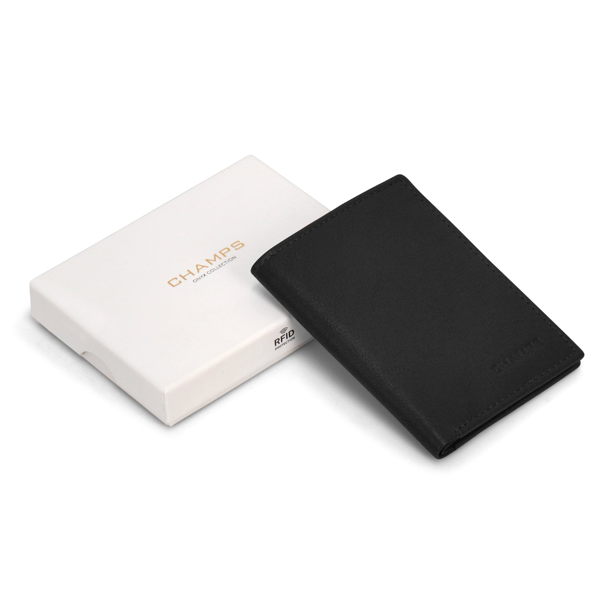 Onyx / Leather Vertical Slim Wallet