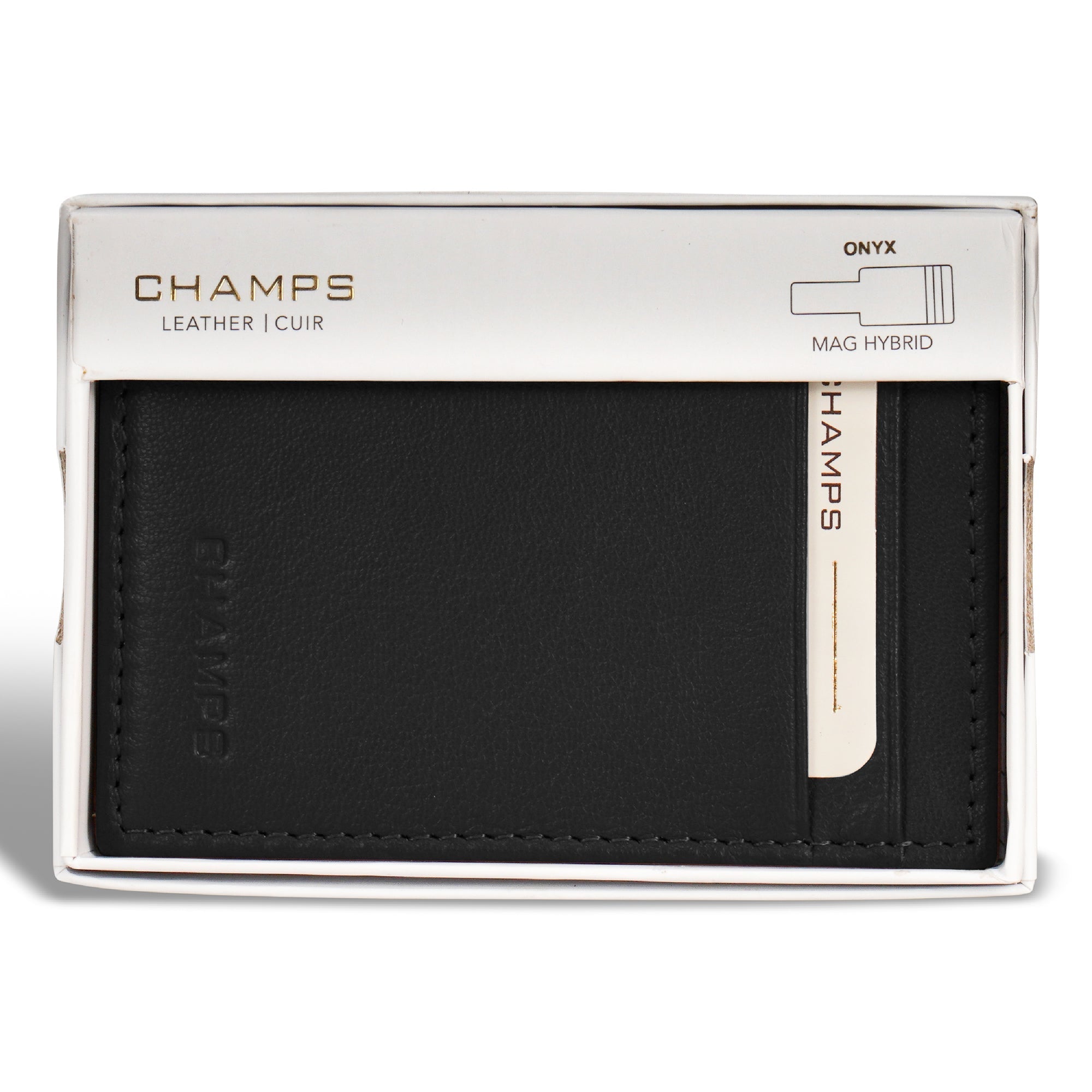 Onyx / Leather Mag Hybrid Card Holder