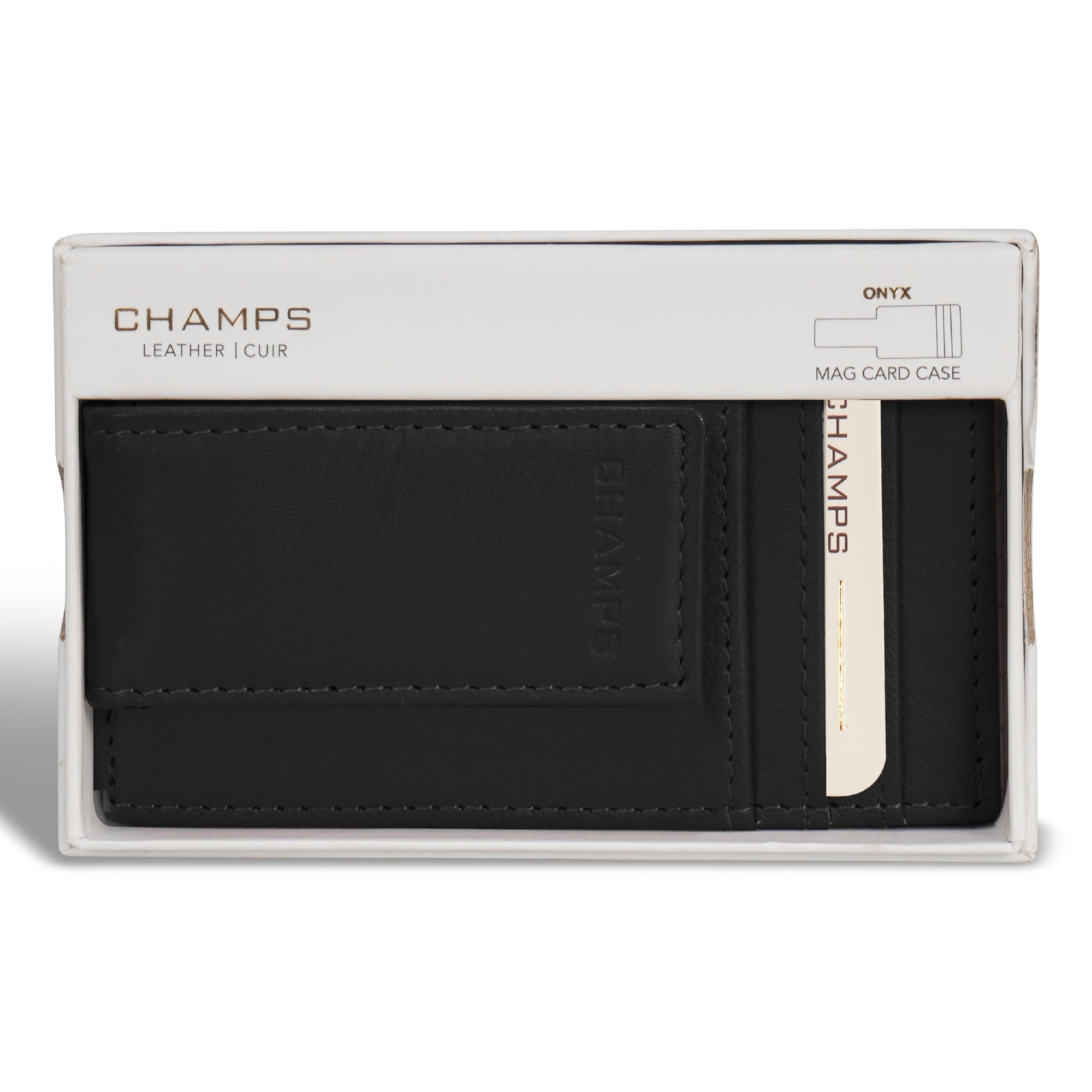 Onyx / Leather Mag Card Case