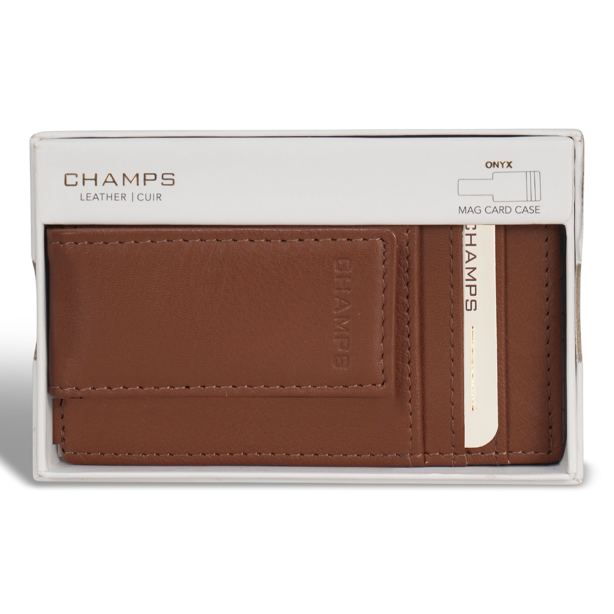 Onyx / Leather Mag Card Case