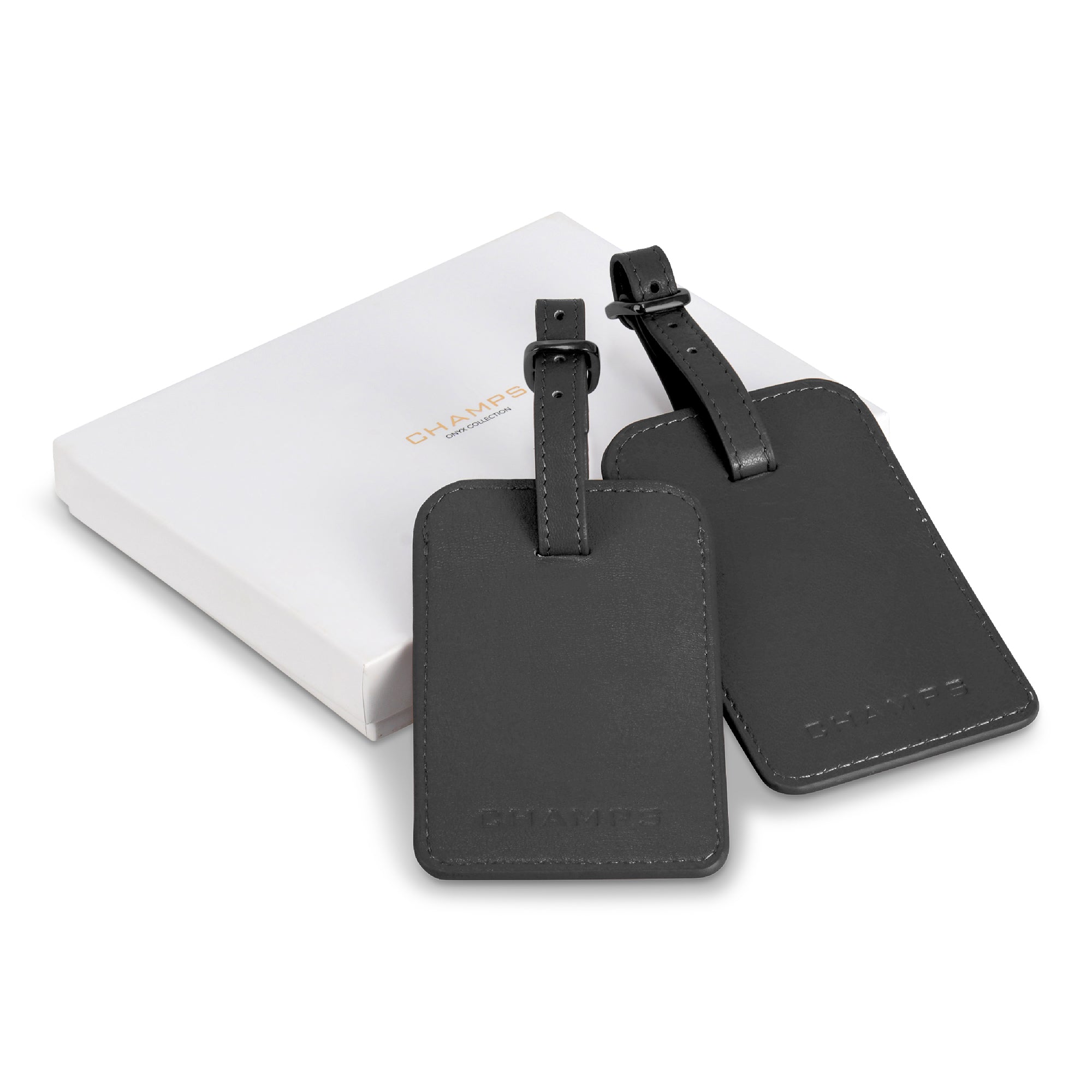 Onyx / Leather Luggage Tags