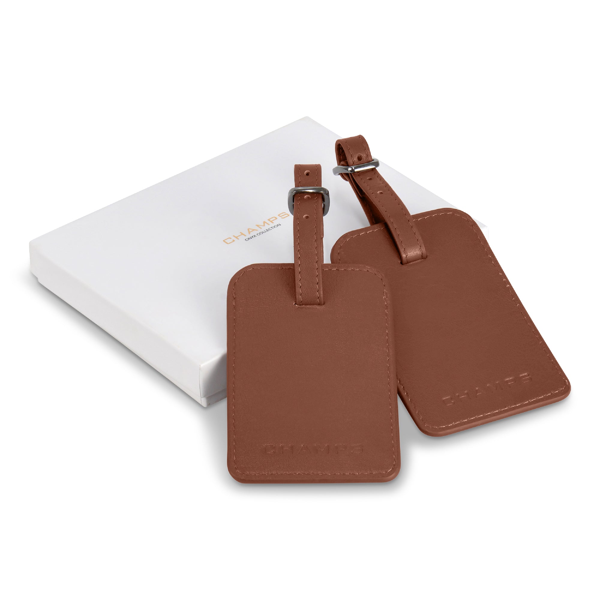 Onyx / Leather Luggage Tags