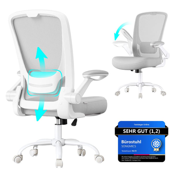 Ergonomic Mesh Office Chair with Flip-Up Armrests – Adjustable Lumbar Support & Optional Headrest