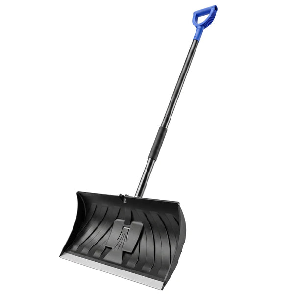 2-in-1 Snow Shovel & Ice Scraper, 22" Heavy-Duty Snow Pusher with Metal Wear Strip