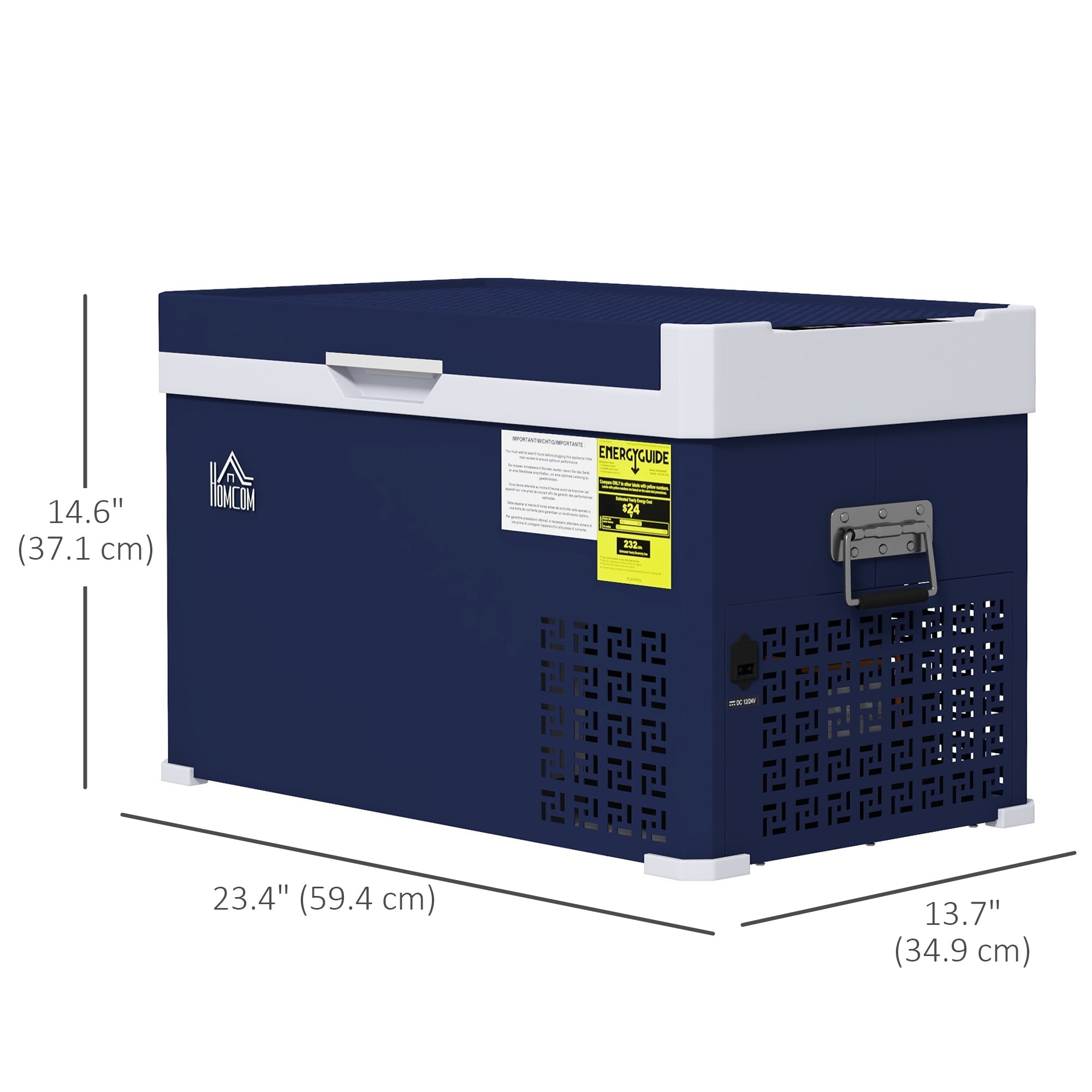 HOMCOM Portable Car Fridge, 32 Quart Dual Zone, 12/24V DC and 100V-240V AC, for Campervan, RV, Boat, Travel, -4℉-68℉ Range