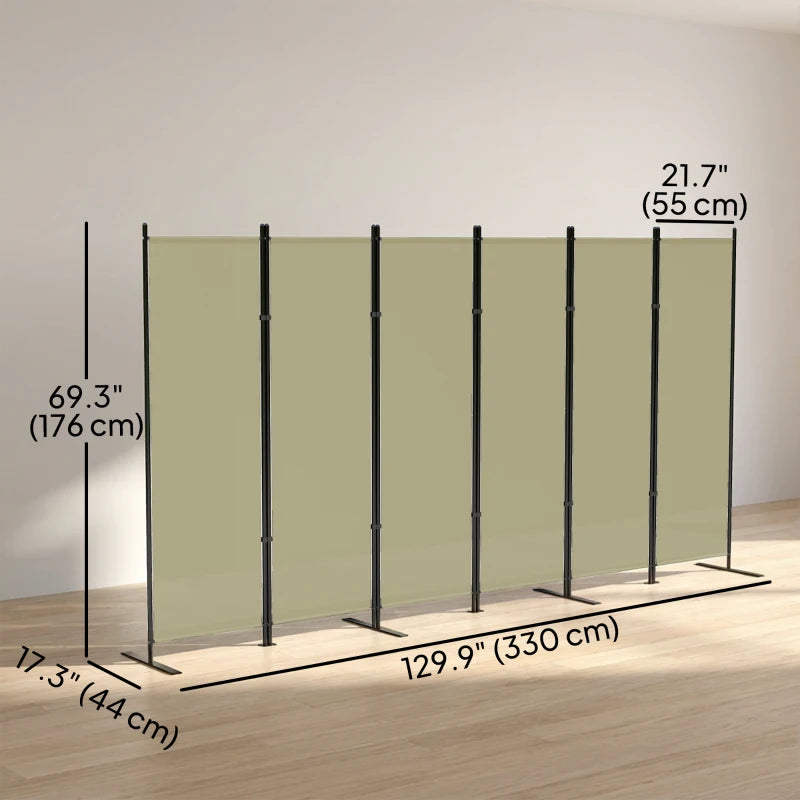 6 Panel Room Divider, 6 Ft Folding Privacy Screen, Portable Freestanding Partition Wall Divider, Beige