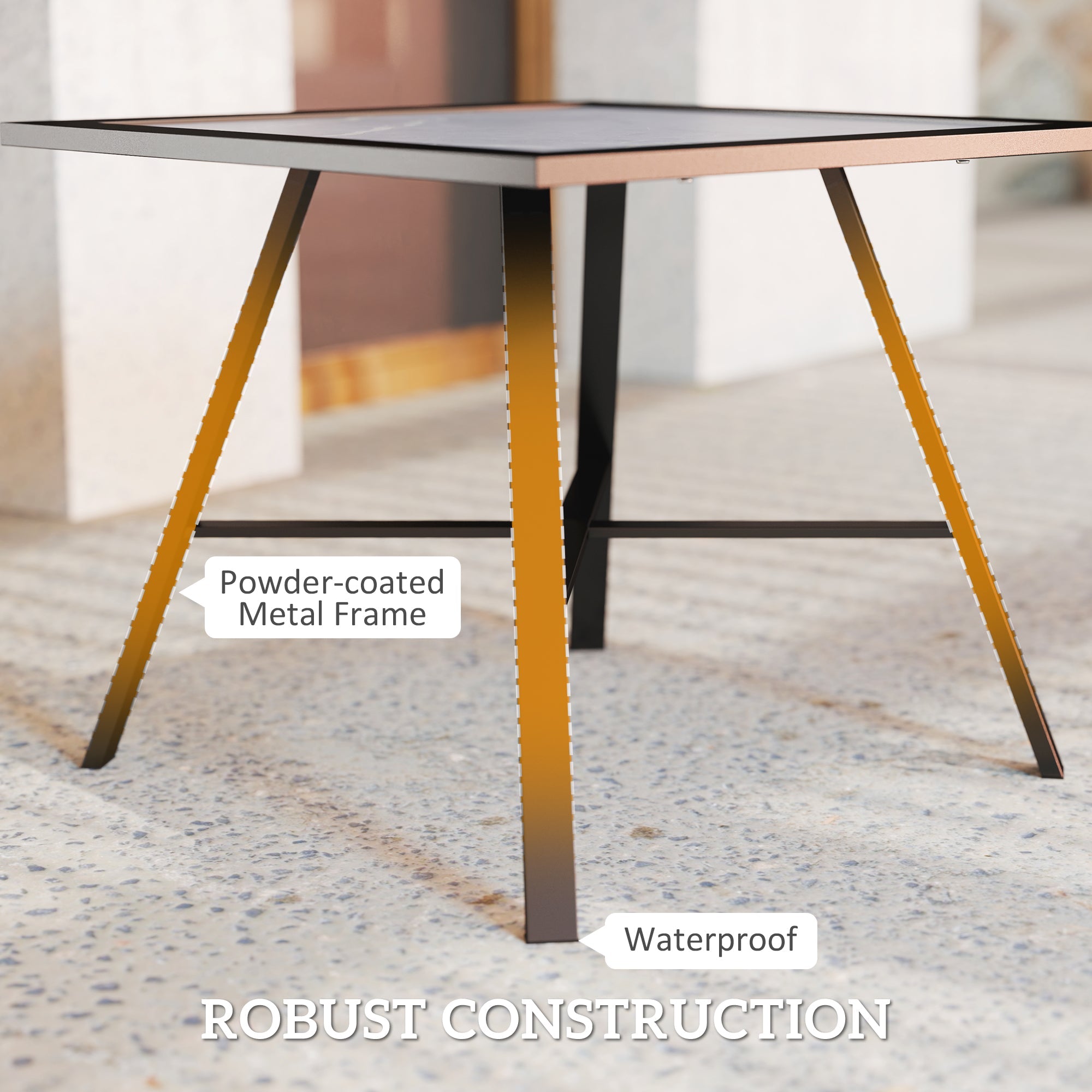 Outsunny Small Outdoor Side Table, Patio Side Table with SPC Tabletop for Garden, Patio, Lawn, Grey