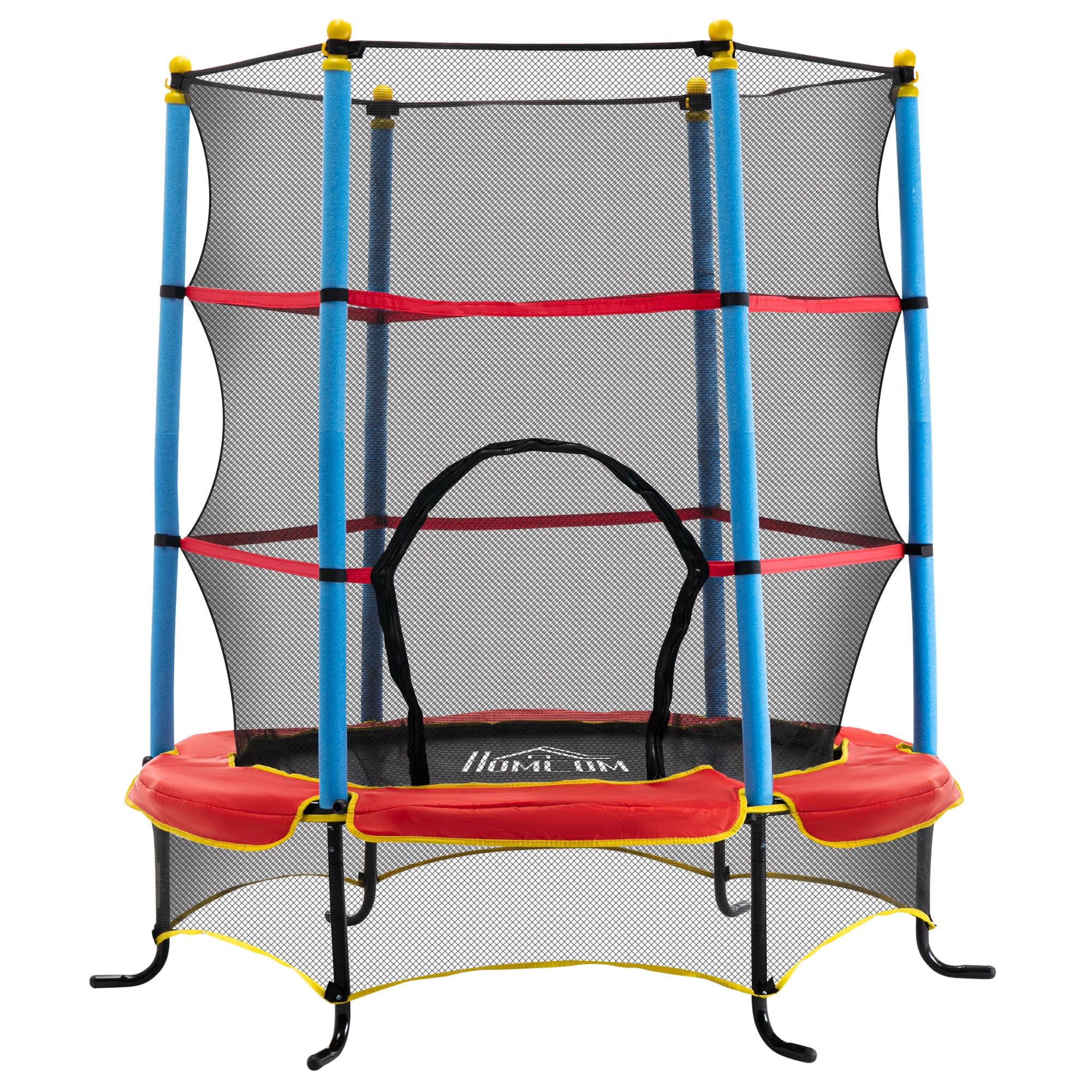 Qaba 65" Kids Mini Trampoline Safety Enclosure Net Zipper Pad Indoor Outdoor Bouncer Exercise Toy 3-6 Years