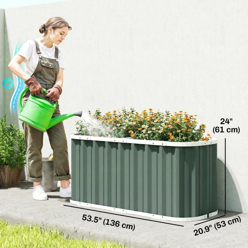 Galvanized Raised Garden Bed, Deep Rot Planter Box, Outdoor Garden Bed with Plant Labels, 5' x 2' x 2', Light Green